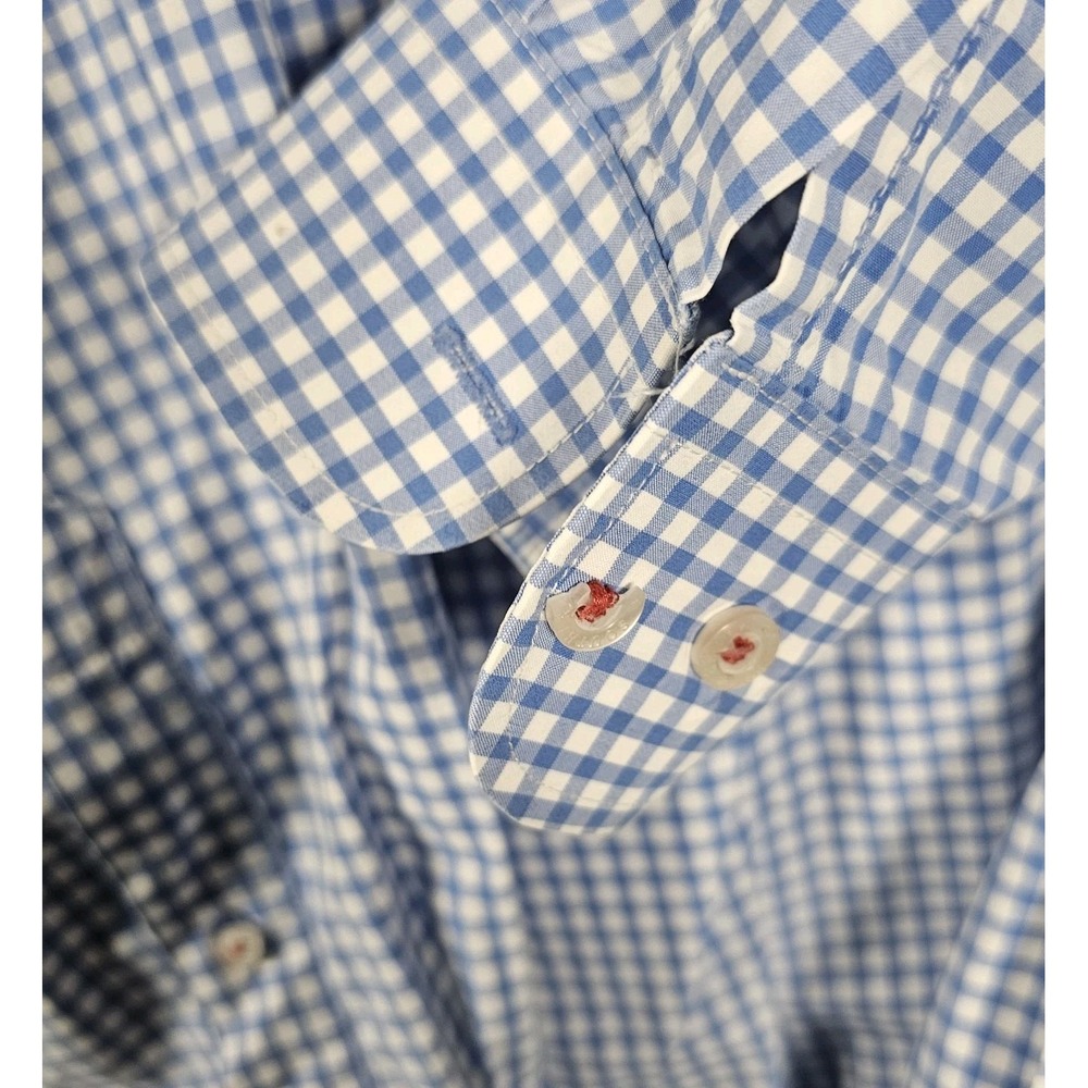 Southern Marsh Long Sleeve Button Down Gingham Check Blue/White Men's Large - Picture 5 of 9